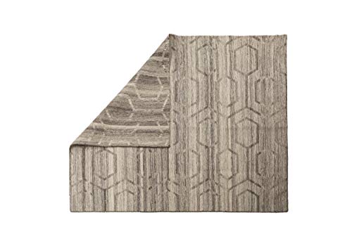 Dmora Detroit moderner Teppich, Kelim-Stil, 100% Baumwolle, grau, 150x100cm