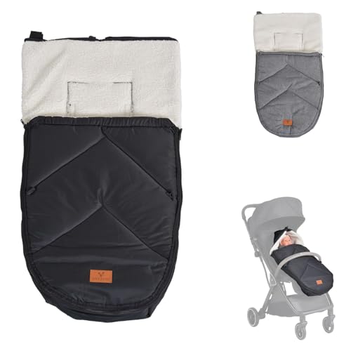 Cangaroo Kinderwagen Fußsack Luxe, durchgehender Reißverschluss, wetterfest, Farbe:schwarz