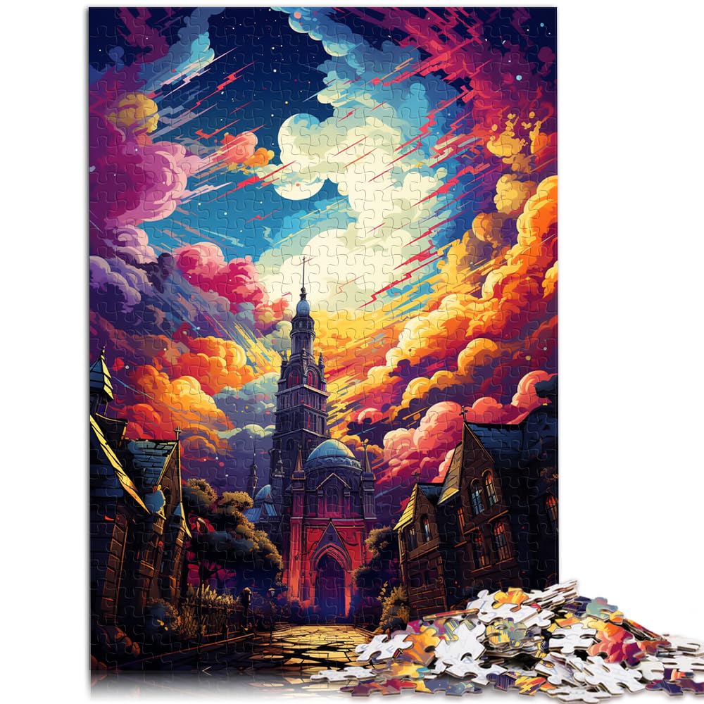 Puzzle-Geschenk „Die farbenfrohe Psychedelie der wunderschönen Heimatstadt“, Puzzle 1000 Teile für Erwachsene, Holzpuzzle, tolles Geschenk für 1000 Teile (50 x 75 cm)