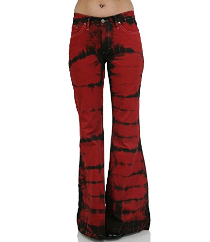 Comycom Boho Hippie Look Batik Schlaghose schwarz rot 30/34