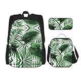 WURTON Palme Print Trendy Rucksack Taschen Lunchbox und Federmäppchen 3 in 1 Verstellbarer Rucksack Set, Schwarz, One Size, Schwarz , Einheitsgröße