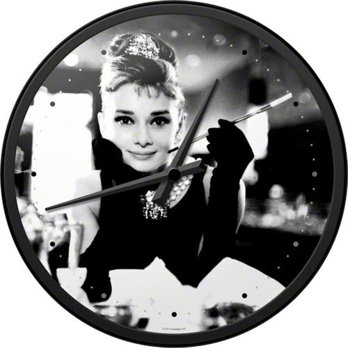 Nostalgic-Art 51035 Breakfast at Tiffany's - Audrey - Holly Golightly, Wanduhr, 31 cm