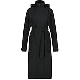 AGU Trench Coat Long Regenjacke Urban Outdoor Damen All Black XL