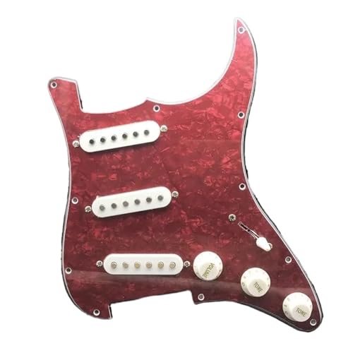 Schlagbrett Tonabnehmer für E Gitarre Modern Tone 11 Löcher HSS E-Gitarren-Schlagbrett SSH Schutz Schlagbrett & Schrauben Passend für ST-Gitarrenteile(Red Pearl)