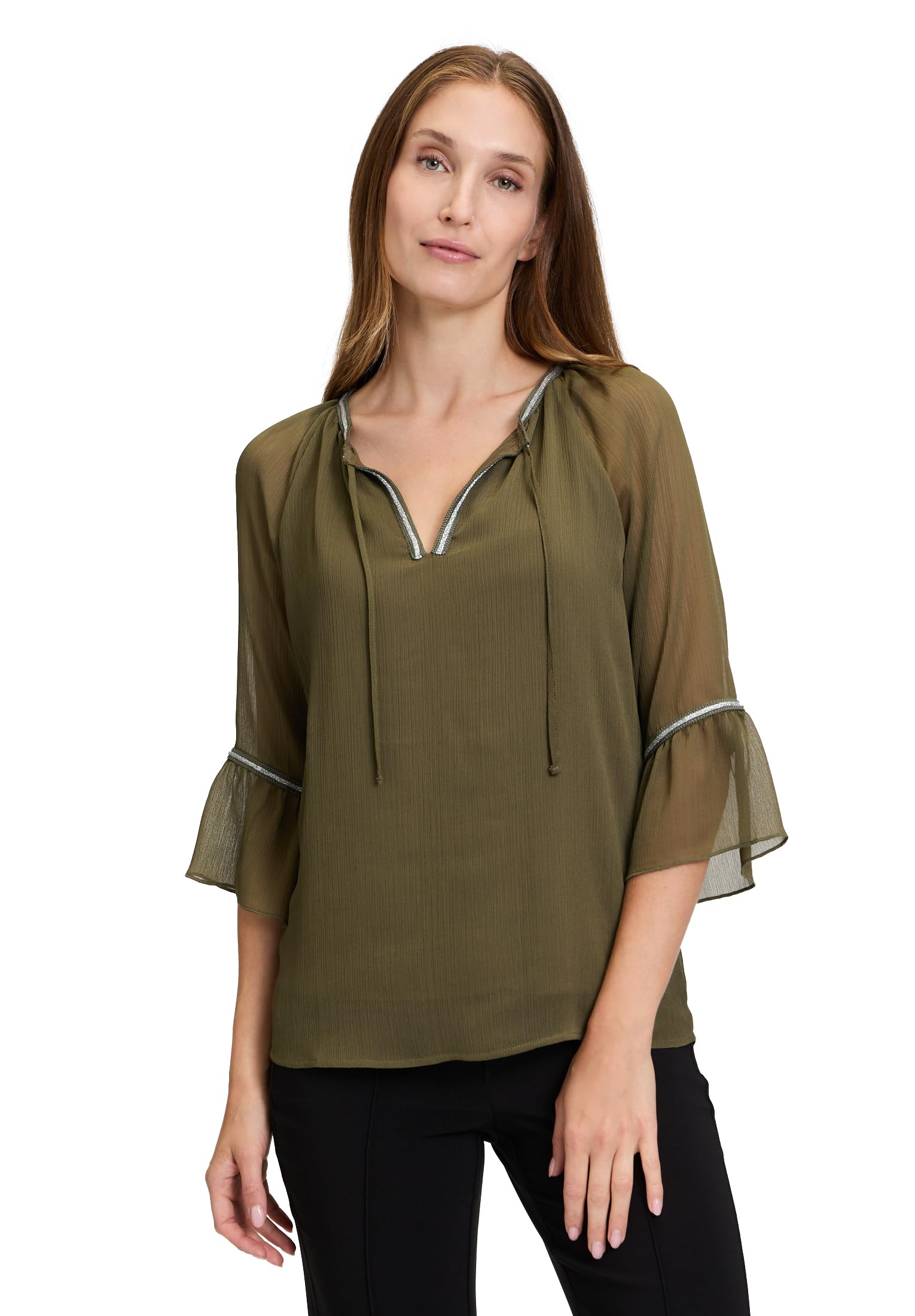 Cartoon Damen Casual-Bluse mit Flügelärmeln Ivy Green,40