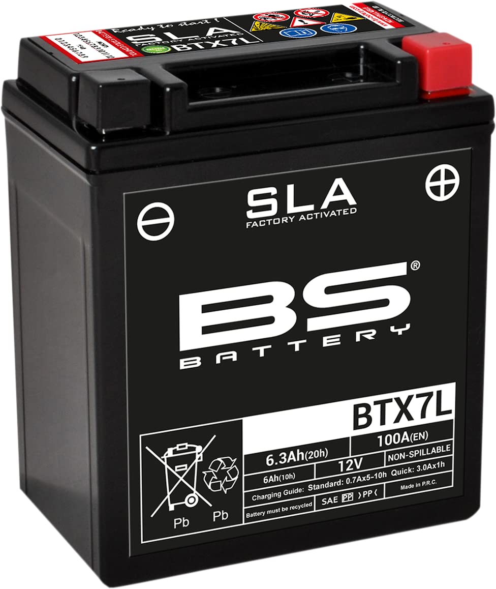 BS Battery 300673 BTX7L AGM SLA Motorrad Batterie, Schwarz