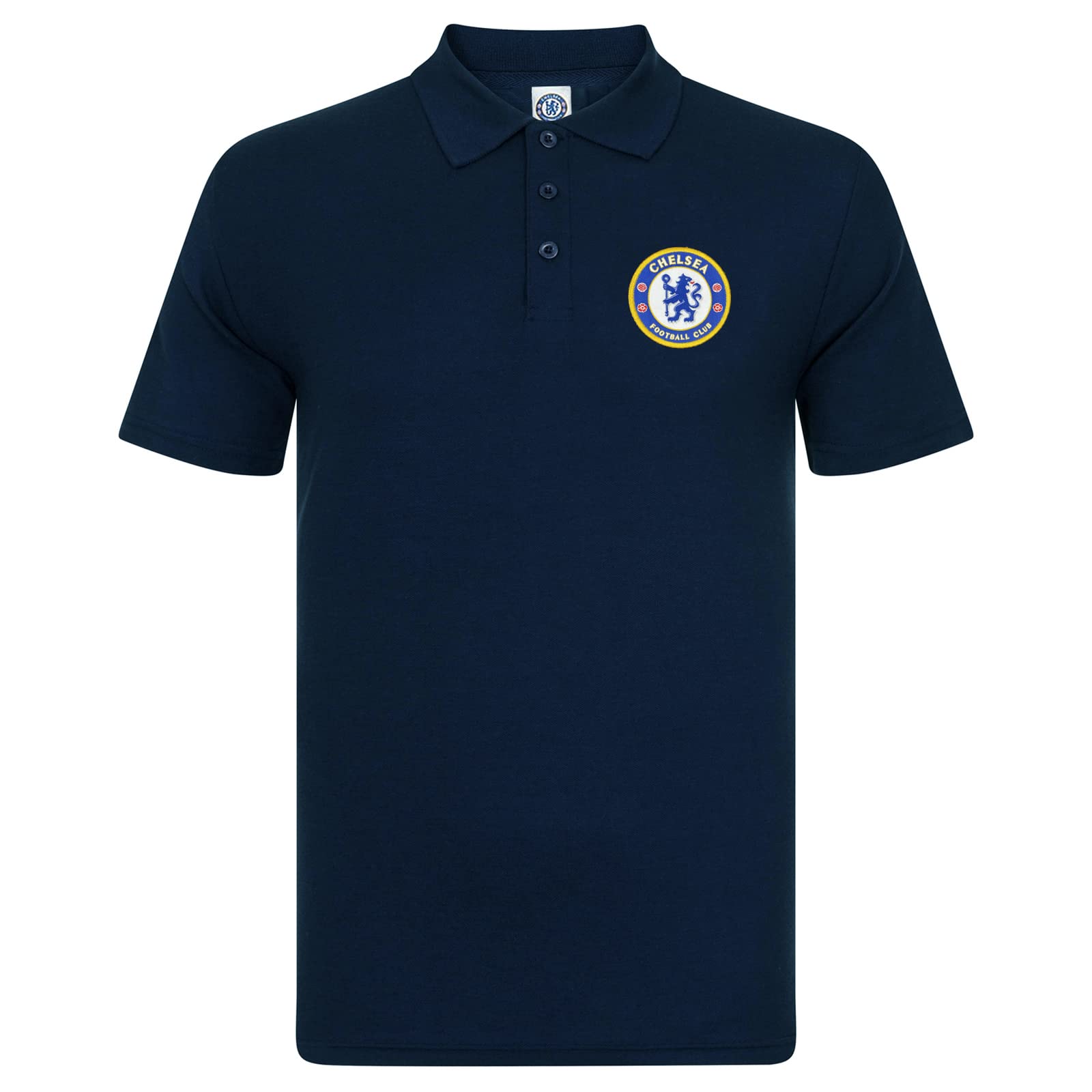 Chelsea FC Herren Polo-Shirt mit originalem Fußball-Wappen - Geschenkartikel - Marineblau - XL