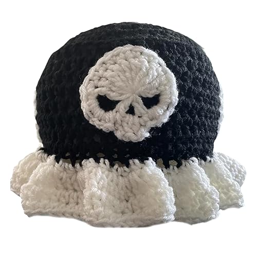 JSGHGDF Stilvolle Halloween Kappe Neuheit Stricken Eimer Kappe Frauen Männer Winter Warme Strickmütze Schädel Kappe Karneval Party