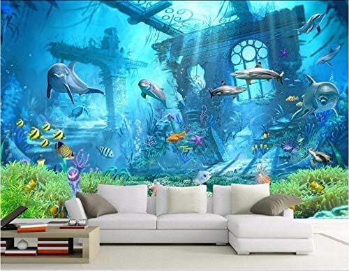 XLMING Delfinmotiv Küche Esszimmer Arbeitszimmer Wohnzimmer TV Hintergrund Wand 3D Tapete-300cm×210cm