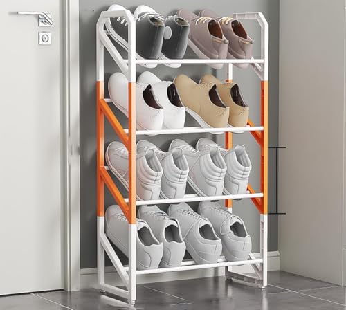 Schuhregal Kleine Mini-Schuhorganisatoren, schlankes Schuhregal, leichte Schuhaufbewahrung, Schuhständer-Organizer für stabilen, schmalen Schrankeingang, Flur und Ecke, platzsparend, Orange,