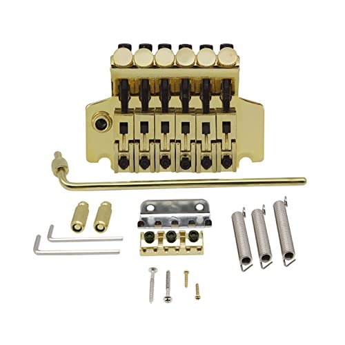 Doppelverriegelung Tremolo-Bridge-System Mit 42mm R2-Verriegelungsmutter Für E-Guitar Gold/Black/Chrome-Option Gitarrebrücke(Gold)