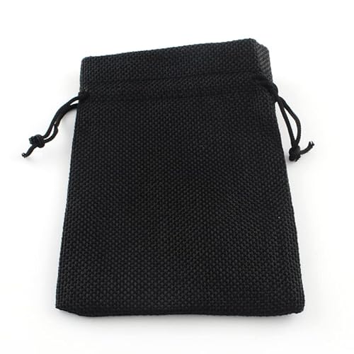 Stoffbeutel mit Kordelzug 50 stücke Sackleinen Verpackung Beutel Kordelzug Taschen für Schmuck Display Verpackung Geschenkbeutel 13.5x9.5cm Jutebeutel Geschenktüten mit Kordelzug (Color : Black)