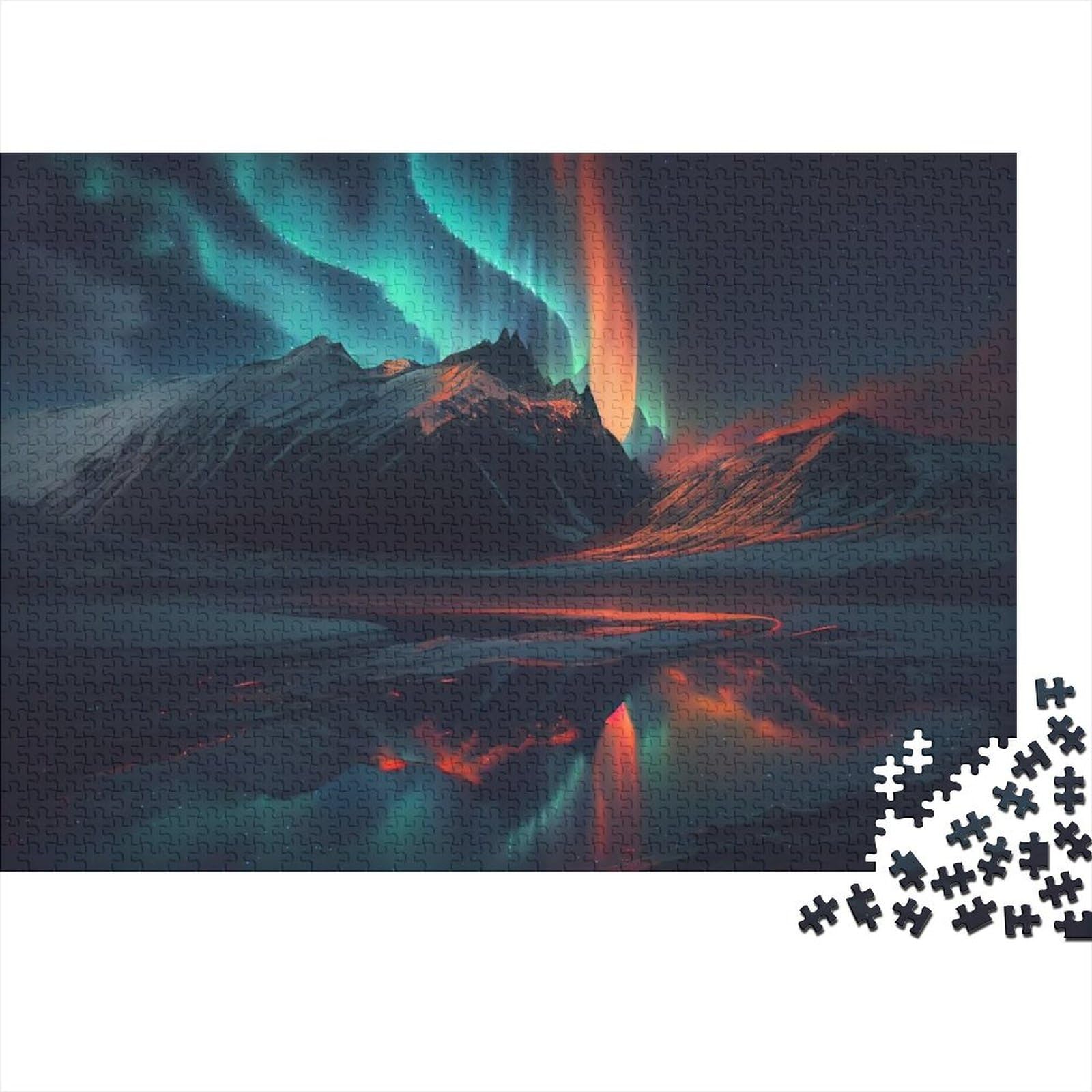 1000 Teile für Erwachsene, schwierige Puzzles, Aurora Borealis, lustige Puzzles für Erwachsene, 1000 Teile, entspannendes, intellektuelles Lernspielzeug (Größe 75x50cm)