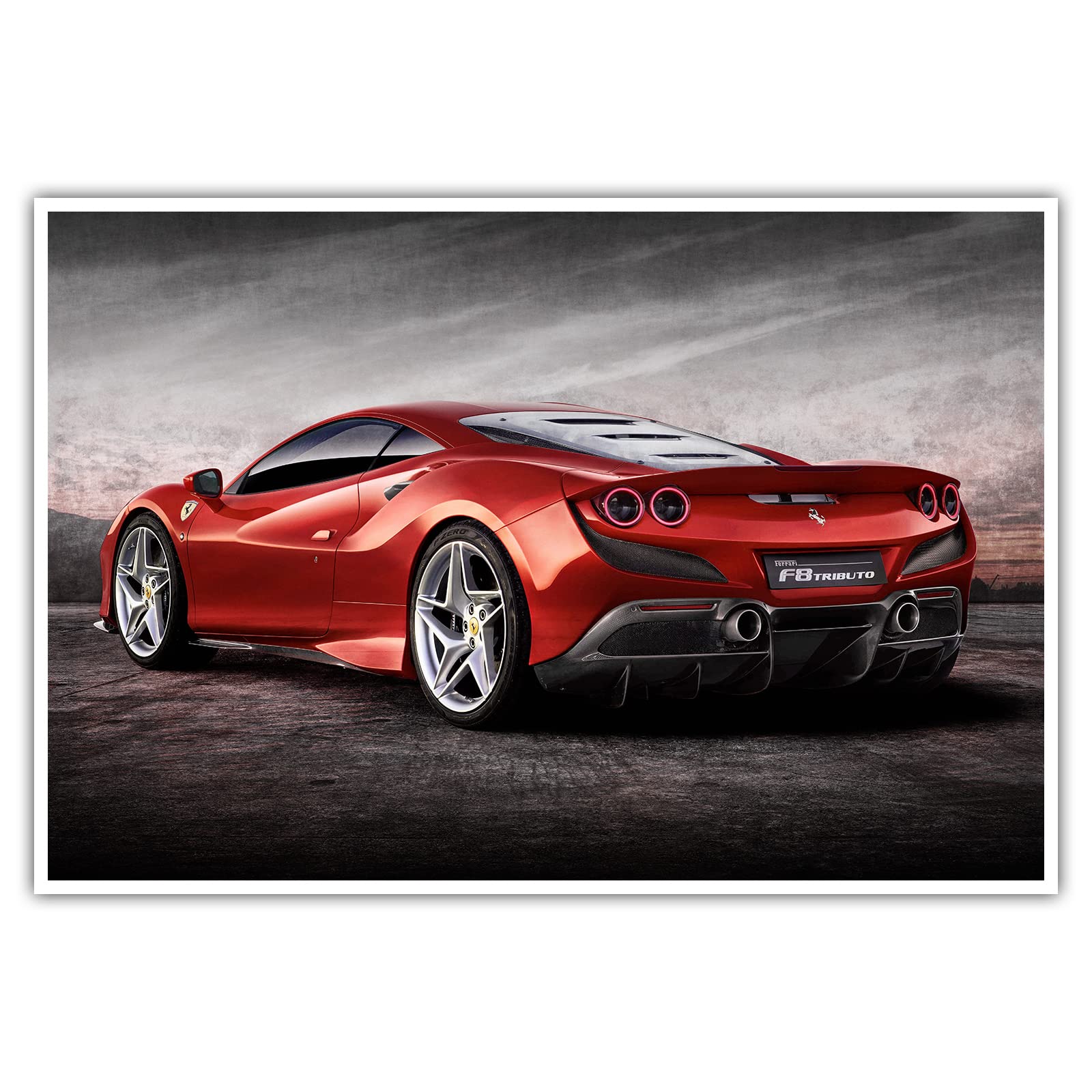 CanvasArts F8 Tributo - Poster ohne Rahmen - Wandbild, kompatibel mit Ferrari, Bild Supersportwagen Auto wandkunst modern (100 x 70 cm, Poster, Ferrari F8 Tributo B)