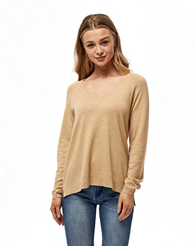 Peppercorn Tana Damen Pullover Lange Ärmel Größe S | Pullover Beige Damen | V-Neck Strickpullover | Pullover Damen Elegant | Frühling V-Ausschnitt-Pulli | Damenpullover Langarm