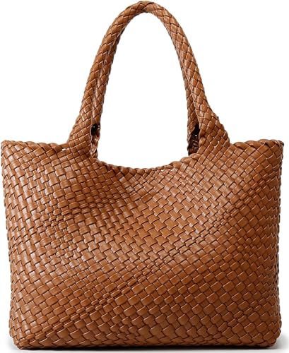 Damen 1135 Gewebte Tragetasche, Schultertasche, HOBO-Tasche, Braun