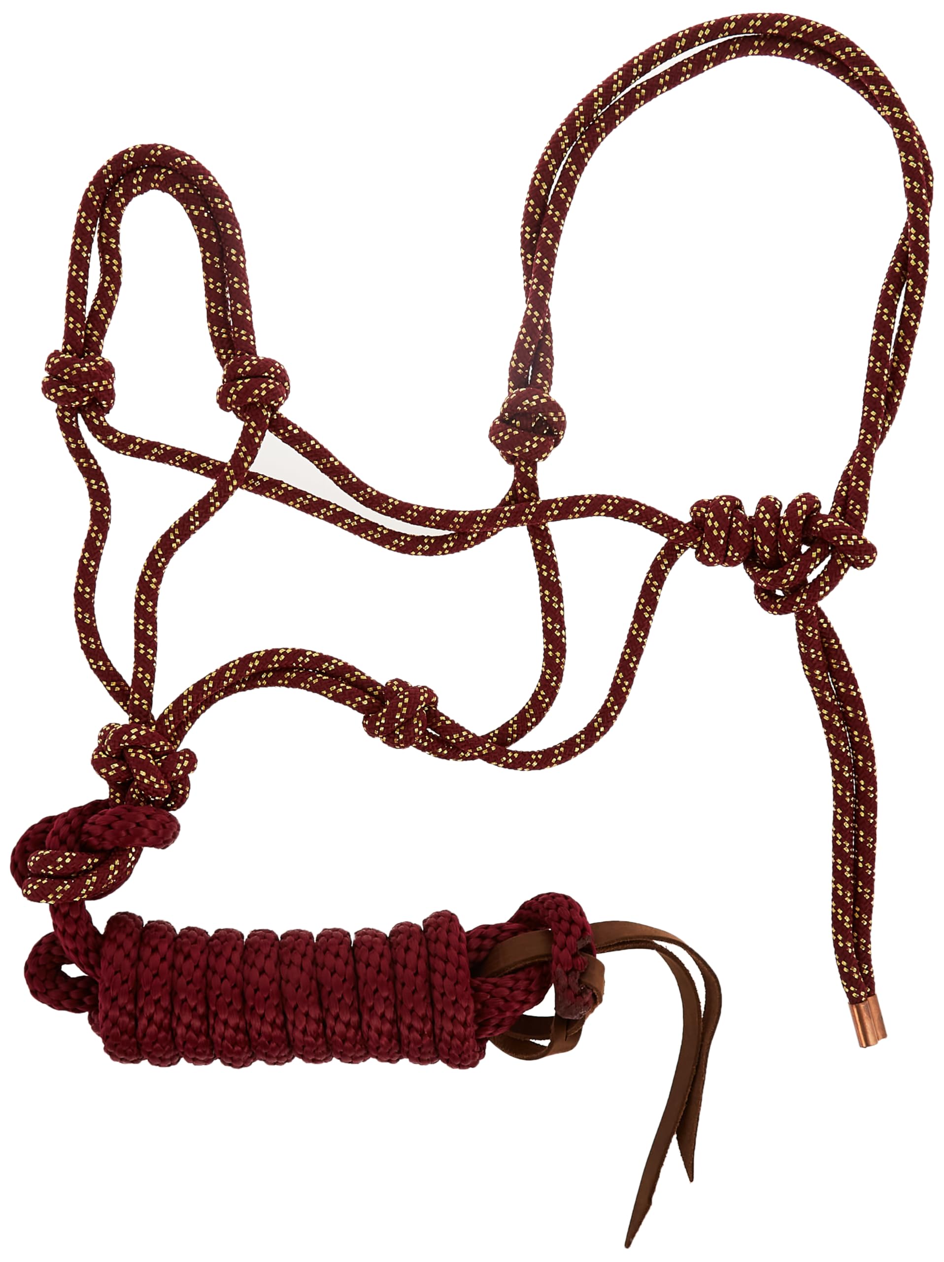 Weaver Leather Diamond Braid Rope Halter and Lead, Sangria/Gold