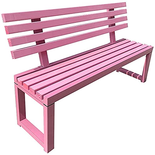 Gartenbänke, Parkbank, Terrasse, Gartenbank, Hinterhofbänke, Terrasse, Park, Gartenbank, Einkaufsstühle, Sitzbank aus massivem Holz im Freien, Metallsitzbank für 2–3 Personen (Farbe: Rosa)