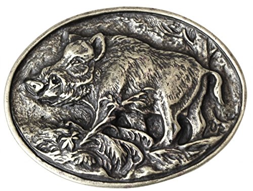 BELTINGER Gürtelschnalle Wildschwein 4,0 cm | Buckle Wechselschließe Gürtelschließe 40mm Massiv | für Jagd-Outfit | Altsilber