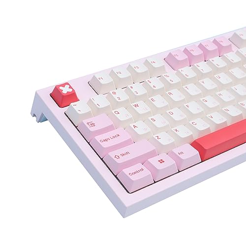 CherryProfile Tastenkappen-Set für 133 Tasten, mechanische Tastatur, ölbeständiges PBT-Material, 133 Tasten, rosa Randthema für mechanische Tastatur, CherryProfile-Tastenkappen, Cartoon