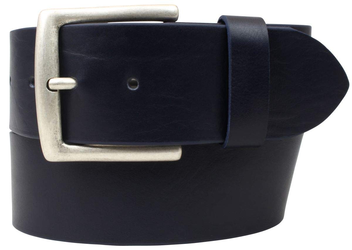 BELTINGER Jeansgürtel aus Vollrindleder 5 cm | Leder-Gürtel für Herren 50mm | Breiter Herren-Gürtel aus echtem Leder | Marine 115cm