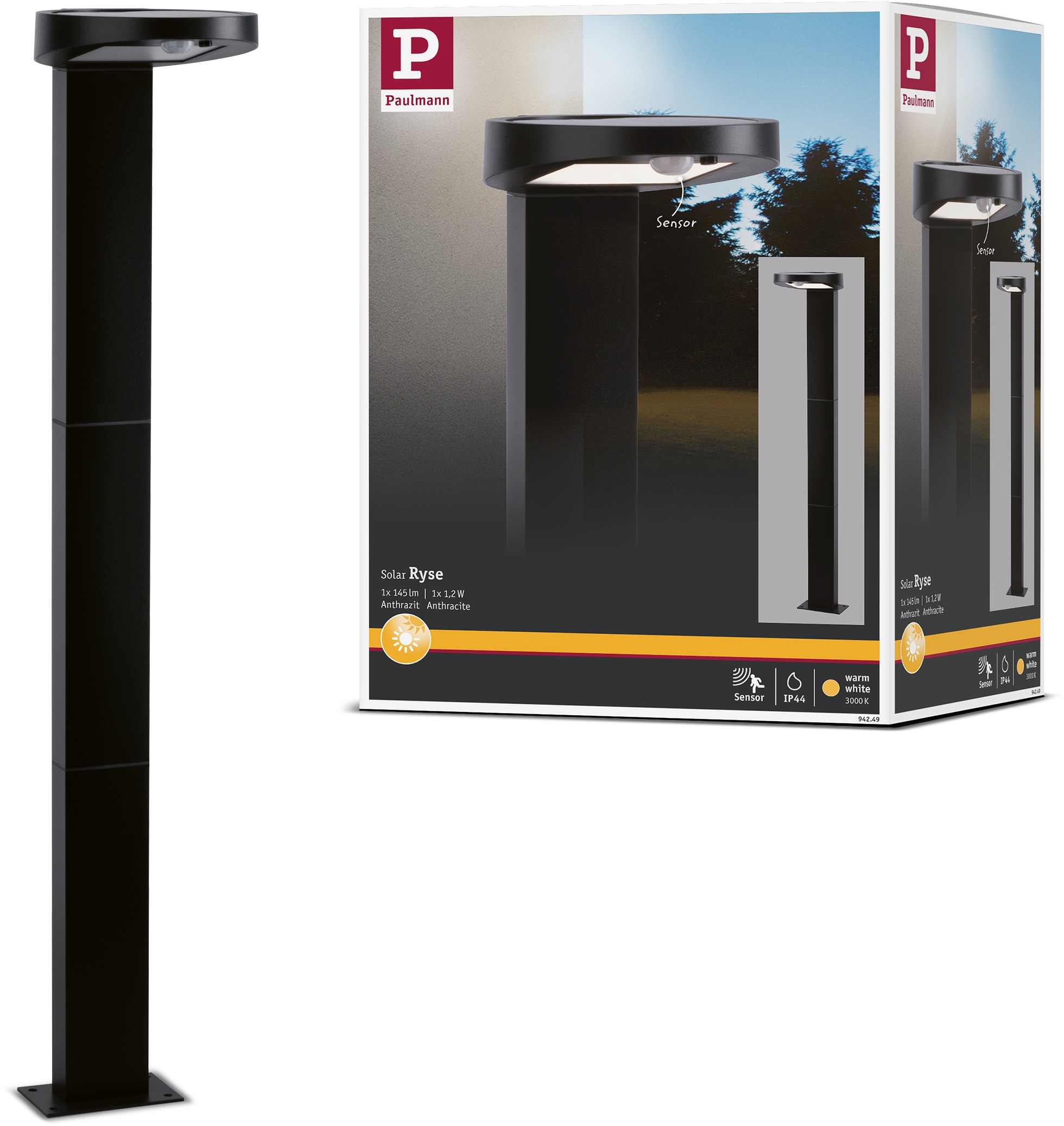 Paulmann LED Pollerleuchte "Ryse", Leuchtmittel LED-Modul LED fest integriert, LED-Modul