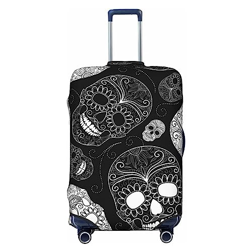 Miniks Reisegepäckhülle mit Totenkopf-Motiv, strapazierfähig, passend für 45,7 - 81,3 cm große Gepäckstücke, Größe XL, Schwarz, X-Large