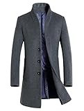 Vogstyle Herren Winter Slim Fit Wollmantel Business Überzieher Schlank Lange Windbreaker Jacken Grau S