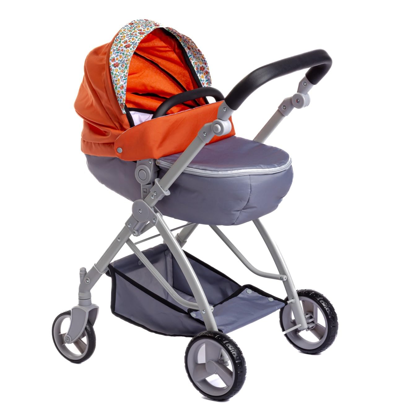 Jc Toys Faltbarer Puppenwagen mit Puppen bis 45 cm, Kollektion Nature, Korb, Verdeck, Buggy, Verstellbarer Lenker, abnehmbare Babywanne, ideal zum Spielen und Spazierengehen, entworfen von Berenguer