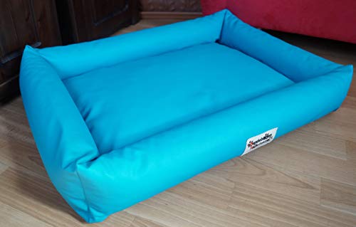 Hundebettenmanufaktur Hundebett Hundesofa Schlafplatz wendbar komplett aus Kunstleder PicoBello Farbe und Größe wählbar (100 cm X 70 cm, türkis)