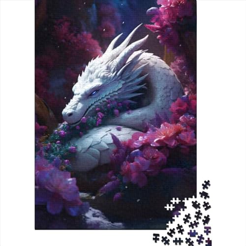 500-teiliges Puzzle für Erwachsene und Teenager, Drachen, Blumenmuster, Doze-Puzzle für Erwachsene, Holzbrett-Puzzle, Familienspiele, Größe: 52 x 38 cm