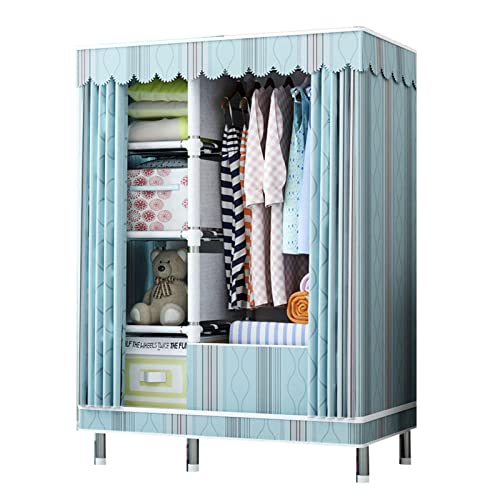 ZHANGshouf Kleiderschrank Tragbarer Canvas-Kleiderschrank, Kleiderschrank-Aufbewahrungsorganizer mit Kleiderstange, Regalen, für Kleidung, Taschen,D-102x45x172cm