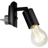 Briloner Leuchten - Steckerleuchte, Steckerlampe, 1x E27, max. 25 Watt, inkl. Ein-/Aus-Schalter, Metall, Schwarz, 95x67x78mm (LxBxH)