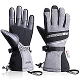 KINGSBOM Wasserdichte Ski- und Schnee-Handschuhe, 3M Thinsulate Winter Warm Touchscreen Snowboard Handschuhe für Herren & Damen (X-Large)