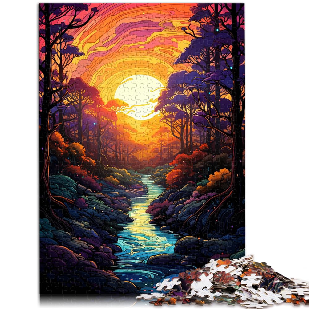 Puzzles für Bunter Psychedelischer Wald, 1000 Puzzles für Erwachsene, 1000 Teile, vollständig ineinander greifenden und zufällig geformten Teilen, 1000 Stück (50 x 75 cm)