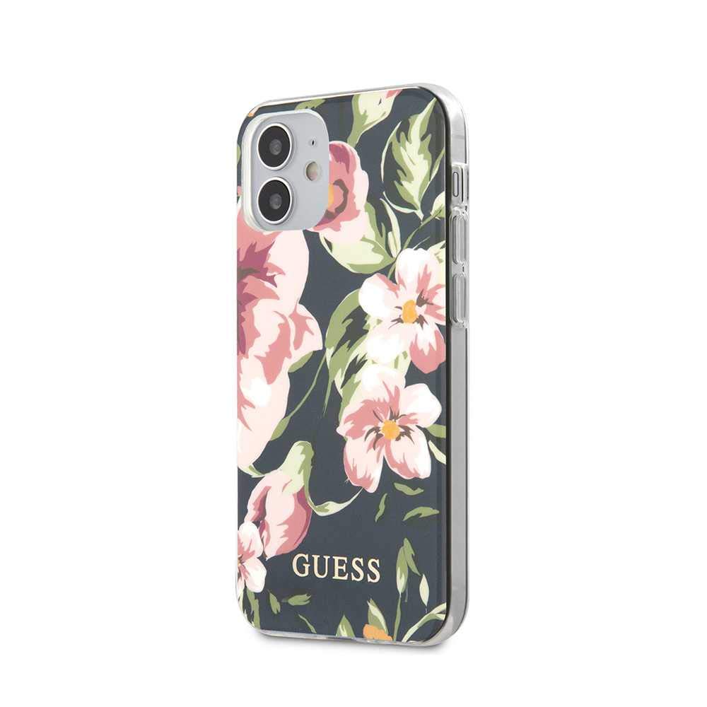 Guess GUHCP12SIMLFL03 N°3 Flower Collection Hülle für iPhone 12 Mini 5,4" Navy blau