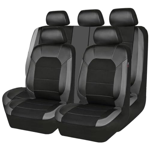 Toets 9PCS Auto Sitzbezüge Sets für Mitsubishi ASX 2010-2024, Allwetter Leder Wasserdicht Atmungsaktiv Verschleißfestes Sitzbezügesets Protektoren Zubehör,C/Black