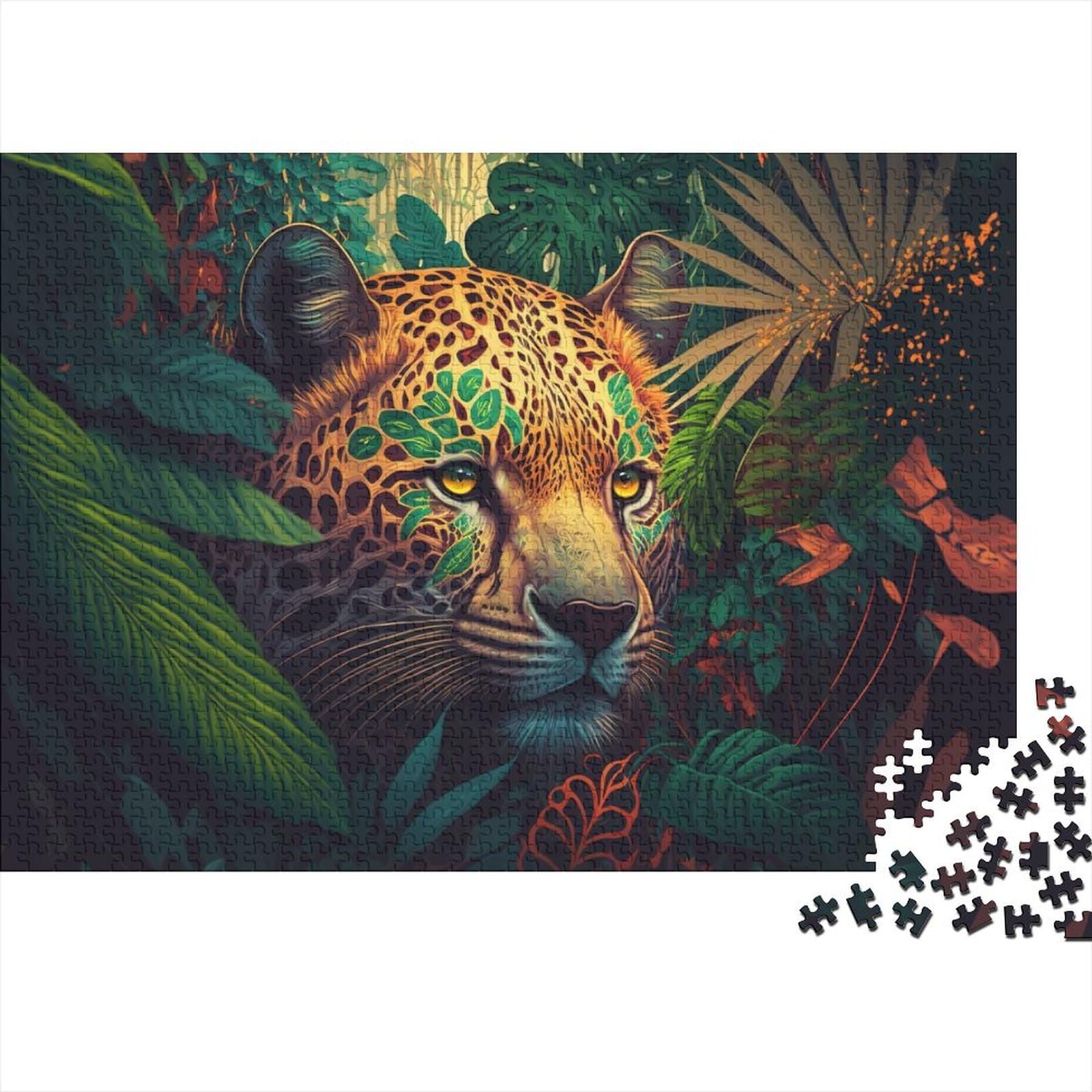 Schwierige, anspruchsvolle Puzzles, 1000-teiliges Holzpuzzle mit Leopardenmotiv für Erwachsene und Jugendliche, interessante Puzzles zur Stressreduzierung (Größe 75x50cm)