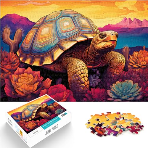 Puzzle-Geschenk, bunte psychedelische Schildkröte, 1000-teiliges Puzzle für Erwachsene, Holzpuzzle-Spielzeug, Puzzles, Lernspiele, Stressabbau-Puzzles, 1000 Teile (50 x 75 cm)