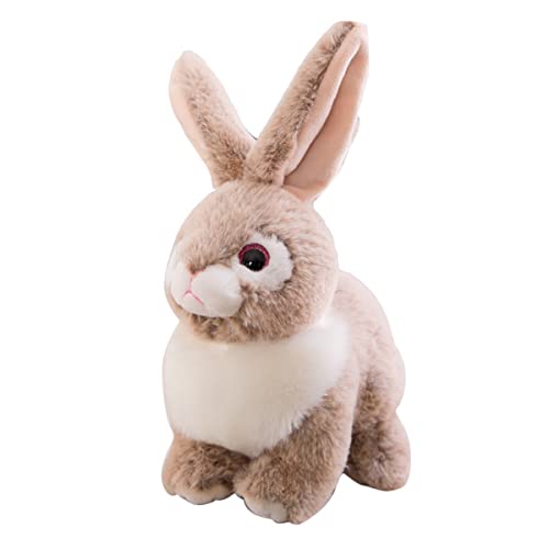 DANAIM Lebensechter Osterhase Stofftier Schönes Kaninchen Plüschtier Weiches Kaninchen 15,7 Zoll Hasen-Umarmungskissen for Mädchen Baby Kinder Kleinkinder Geburtstag(Beige,25cm)