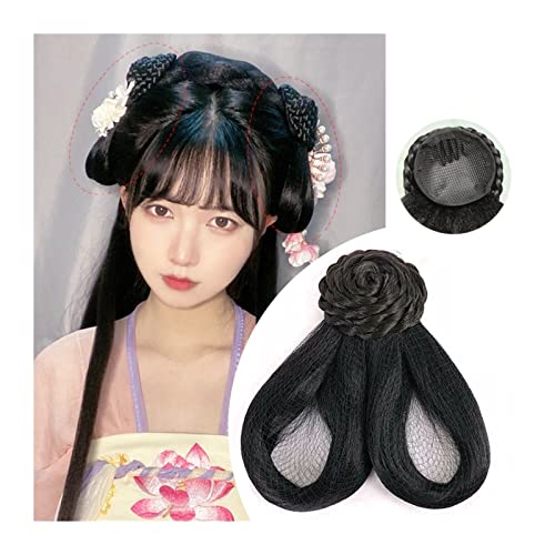 Bun Haarteile Brötchen Elegante Retro Kopfbedeckung Synthetische Chinesische Alte Perücke Hanfu Kopfschmuck Haar Alte Chinesische Frauen Cosplay Perücken Zubehör Brötchen-Haarteil (Color : VM20)