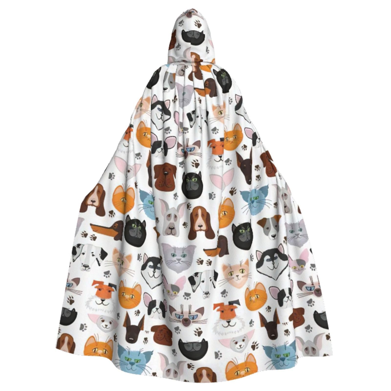 WURTON Katzen- und Hundegesichter Bulldogge Beagle Labrador Print Elegance Kapuzenumhang für Halloween Karneval Mottopartys Cosplays Erwachsene Unisex