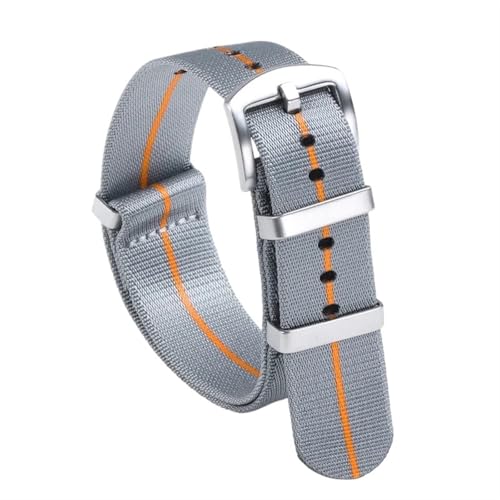 THBGTCNQ 18 mm, 20 mm, 22 mm, Nylon-Uhrenarmband for traditionelle Uhren, sportliches wasserdichtes Armband, Schnellwechsel-Uhrenzubehör(Grey Orange,18mm)