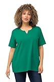 Ulla Popken Damen große Größen Übergrößen Plus Size T-Shirt, A-Linie, Tunika-Ausschnitt, Halbarm smaragd 58+ 807259457-58+