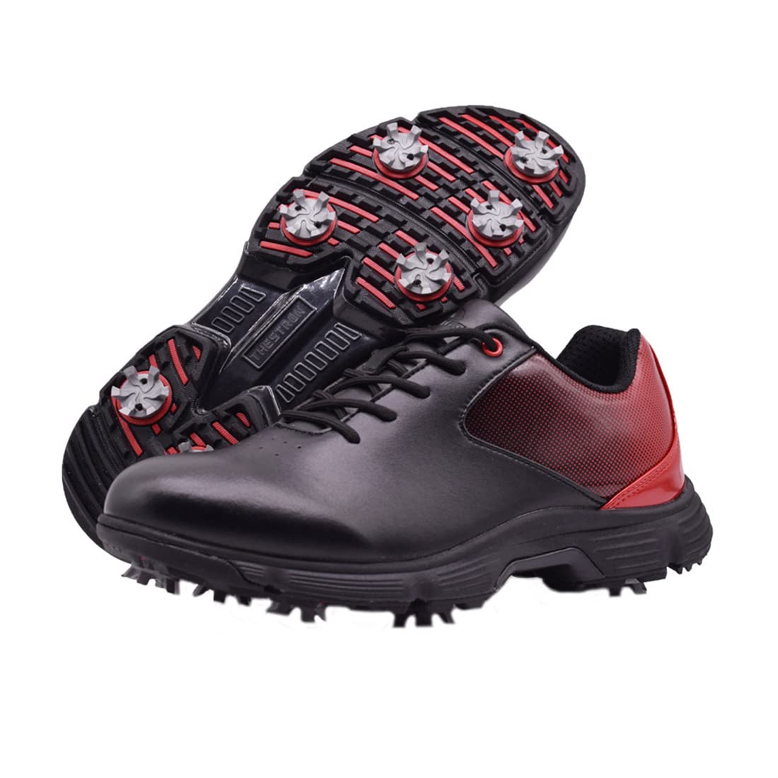 VEACAM wasserdichte Golfschuhe für Männer Golf Turnschuhe 7 Spike Walking Footwears Outdoor Golf Training Schuh,Schwarz,48 EU