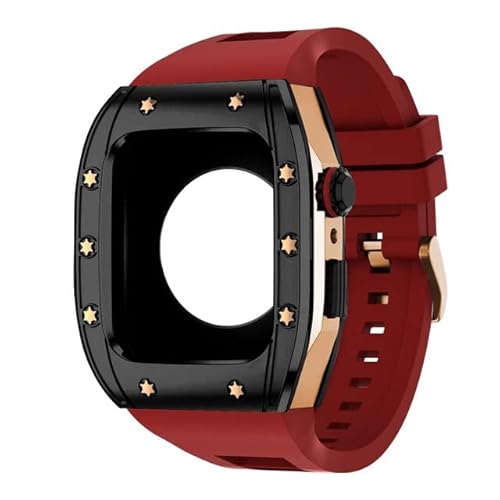 TONECY Correa Modifikationsset Silikonarmband für Apple Watch 44 mm/45 mm, Metall-Schutzhülle, Armband für Apple Watch Serie 8, 7, 6, 5, 4 SE (Farbe: K, Größe: 44 mm)