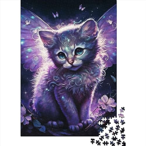 Schwieriges, anspruchsvolles Puzzle, 1000 Teile, süßes magisches Katzen-Holzpuzzle für Erwachsene und Teenager, interessantes Puzzle zur Stressreduzierung (Größe: 75 x 50 cm)