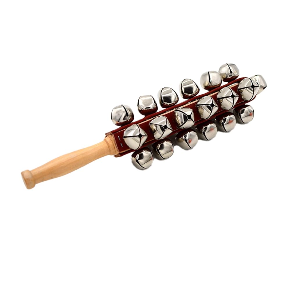 Naugan Hand JingleBells Handschlittenglocken aus Shaker Jingle Bells Stick Musical Percussion Instrument Glocken für Ferienhaus