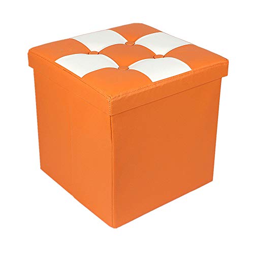 Rysmliuhan Shop sitztruhe mit stauraum sitzpuff Fußhocker Puffs graue Ottomane Hocker und Puffs Kleiner osmanischer Stauraum Hocker Aufbewahrung Fußschemel orange