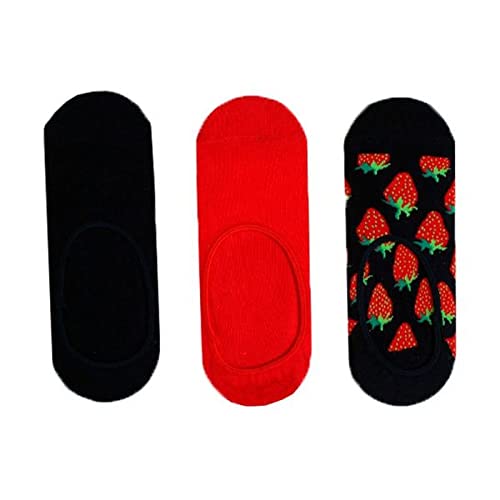 Happy Socks Socken, 3er-Pack Palm Strawberry Liners, Größe 41-46, Marineblau